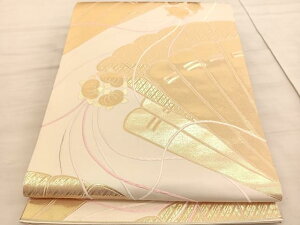 AO-143 唐織 袋帯 正絹 六通 帯 V3458 ○高級 正絹 唐織 六通 袋帯 -