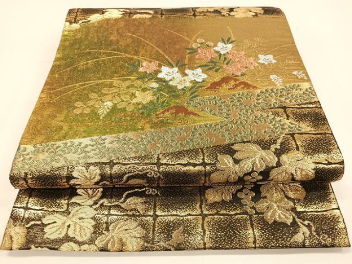 楽天市場】平和屋着物◎六通柄袋帯 箔美織 流水花文 金糸 引箔 正絹 