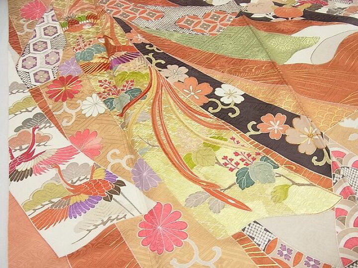 楽天市場】平和屋1□極上 創業460年・千總 振袖 駒刺繍 束ね熨斗花鳥文
