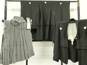 平和屋着物●七五三 男の子 黒紋付き 祝着・羽織・行灯袴・小物セット  逸品 DAAJ0015ma