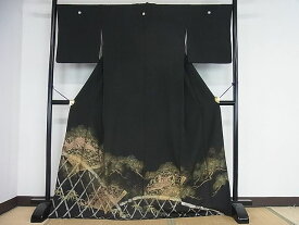 平和屋2■豪華黒留袖　作家物　扇鳳凰文　金彩　逸品　DAAA7896sf