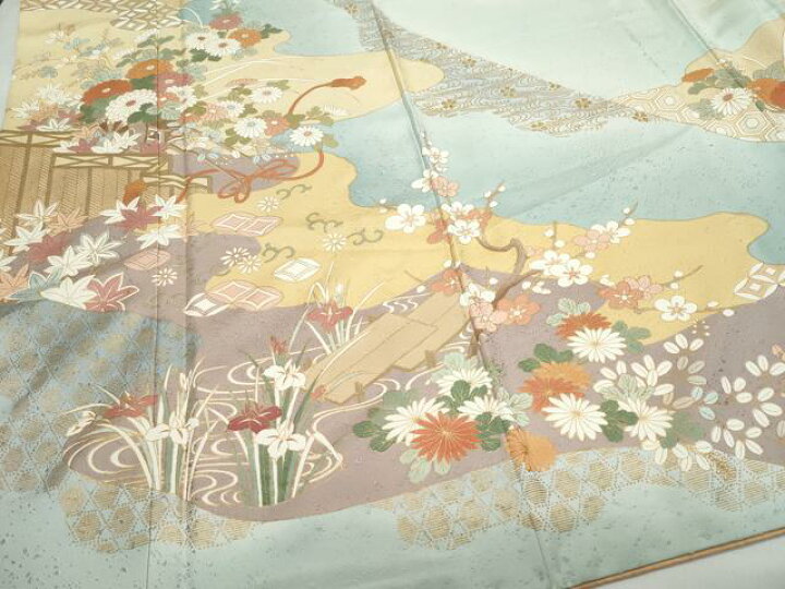 楽天市場】平和屋着物○訪問着 屏風草花文 暈し染め 金彩 正絹 逸品 