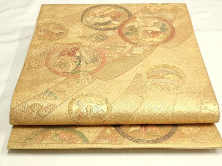 楽天市場】平和屋着物◎能裳綴 六通柄袋帯 短冊花丸文 金糸 正絹 逸品  