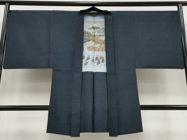 平和屋着物○男性 紬 アンサンブル 色無地 黒鳶色 正絹 逸品  