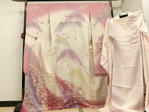 平和屋着物○豪華振袖 辻が花 暈し染め 金彩 銀通し地 正絹 逸品