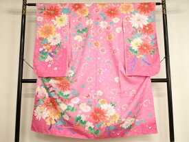 平和屋着物[]七五三 女の子 7歳 祝着 四つ身 刺繍 飾花文 いちご 暈し染め 金糸 金彩 未使用 AABH2895ja