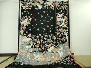 振袖 身丈158.5cm 裄丈65cm M 袷 桜 花びら 銀通し 金彩 紫 正絹 美品  