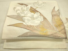 平和屋着物＊夏物　八寸名古屋帯　枝花文　金銀糸　DAAT7207cm