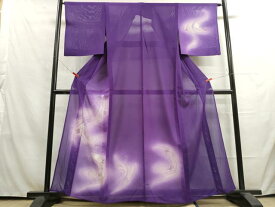 平和屋着物＊夏物　訪問着　絽　流水舞葉文　暈し染め　銀彩　正絹　逸品　DAAT5765ud