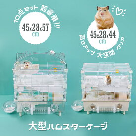 マラソンP5倍 ハムスターケージ10点セット ハムスターケージ ハムスター用ケージ ハムスターハウス ハムスターの飼育ケージ 小動物用ケージ 小動物用遊び場 小動物用品 大型 組立式 クリア 透明 超豪華 大空間 DIY可能 通気性 広い 快適 掃除簡単 複数匹対応 かわいい