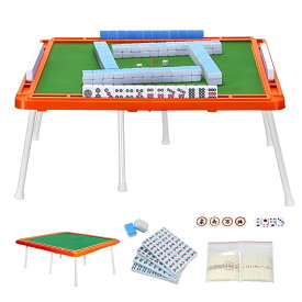 heizi 麻雀セット 麻雀卓 折りたたみ コンパクト 持ち運び 脚付き サイコロ 点棒 付き 雀卓 フルセット (麻雀牌 ブルー)