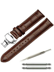 カルム 腕時計 ベルト 時計 バンド 本革 ワンプッシュ Dバックル レザー クロコ型押し 12mm ～ 24mm 9色