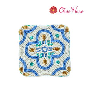 コースター ビーズ / ChaoHaro ビーズコースター 全4種 / 約W10×D10cm アジアン雑貨 テーブルウェア アジアンテイスト レトロ レリーフ模様 花模様 ハンドメイド かわいい おしゃれ ギフト ネコポ