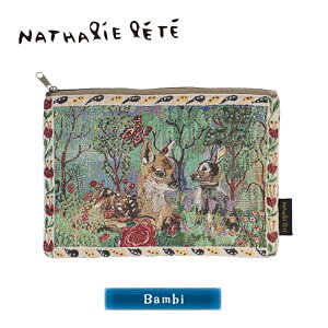 【10月25日5%OFFクーポン】ナタリーレテ ポーチ 小物入れ / フラットポーチ 全4種 / ナタリー・レテ 動物 草花 かわいい コブラン織 マチなし 個性的 人気 プレゼント メール便 Nathalie Lete
