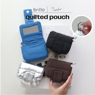 【33％OFFクーポン★10/5限定】ミラー付き ポーチ 化粧ポーチ リップポーチ 鏡付き キルティング カラビ…