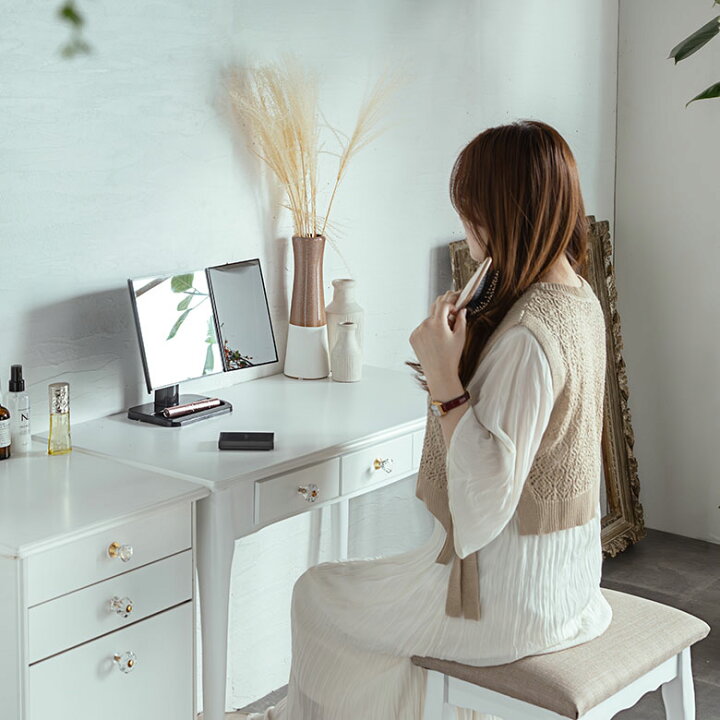 公式】ドレッサー おしゃれ ドレッサーデスク テーブル 収納 白 木目 化粧台 鏡台 メイク台 デスク コンセント ドレッサー 化粧台 メイクデスク ホワイト 引き出し収納付き シンプル 北欧風 コンパクト 組立簡単 在宅ワーク兼用 寝室 リビング