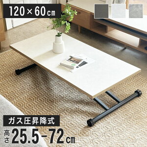 【高さを自由に調整!】 昇降 テーブル センターテーブル 120 昇降テーブル 無段階 高さ調節 ガス圧 おしゃれ 白 北欧 ナチュラル 韓国風 モダン シンプル リビングテーブル ローテーブル 昇