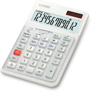 【メール便対応不可】JE-12D-L-WE-Nカシオ 人間工学電卓 ホワイト ジャストタイプ 12桁 H24.4×W111×D177.5 225g 左手用