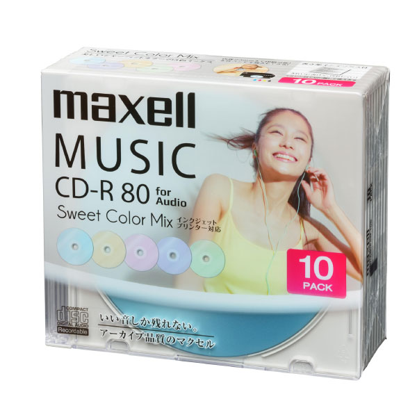 <br><br>maxell 音楽用CD-R Sweet Color Mix Series<br>10枚 CDRA80PSM.10S