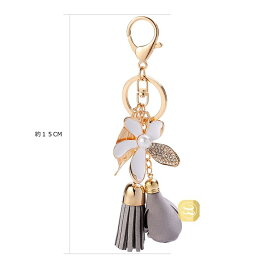 バッグチャーム 花 タッセル 布 カワイイ オシャレ 上品 キレイ キーホルダー キーチェーン キーリング アクセサリー シルバー ゴールド おしゃれ レディース
