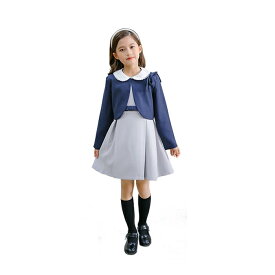 入学式 女の子 子供服 スーツ 卒園式 子供服 フォーマル スカート ボレロ+ワンピース+リボン+コサージュ 子供スーツ アンサンブル 卒園式 結婚式 発表会 卒業式 入学式 フォーマル スーツ 面接 ジュニア キッズフォーマル 七五三 ネイビーグレー