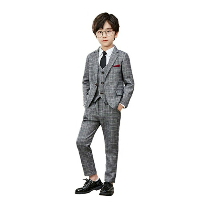 楽天市場】一部即納 3色シャツあり 子供スーツ 男の子 スーツ チェック  