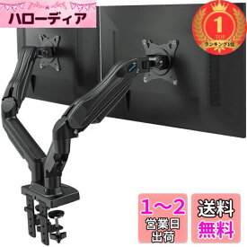 【楽天ランキング1位獲得】HUANUO PCモニターアーム デュアル 液晶ディスプレイアーム 2画面 13～30インチ対応 耐荷重2～9kg ガススプリング式 グロメット式＆クランプ式 VESA100*100 多角度調