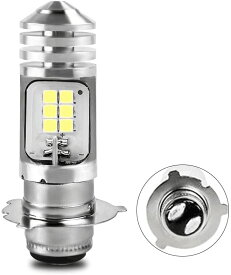 Ammtoo P15D-25-3 PH8 LEDヘッドライト バイク用 LEDバルブ Hi/Lo切替 9V-30V 直流&交流兼用 8W 1400lm ライトバルブ ホワイト 6000K 高輝度 ノーマルバルブ ヘッドランプ オートバイ 長寿命 (P15D-25-3 一個)
