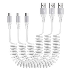USB Type Cケーブル 0.9m*3本 3A 急速充電 自由伸縮 iPhone 15充電ケーブル 車用ケーブル QC3.0/CarPlay対応 カールコード 車 スマホ充電ケーブル iPhone 15シリーズ Xperia Galaxyその他Android各種などUSB-C機器対応