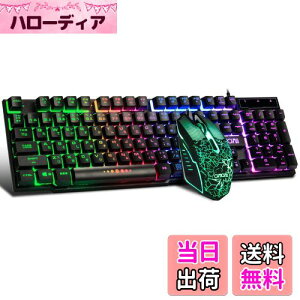 【送料無料】CHONCHOW ゲーミングきーボードマウスセット 日本語配列 ps4 スイッチ対応ゲーミングキーボード 108キー 七色LEDバックライト usb有線 19キー防衝突 ゲーミングキーボード テンキー