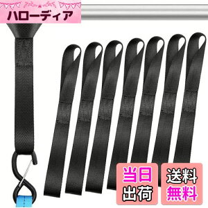 【送料無料】LIKENNY 荷締めベルト タイダウンベルト トランポ 輸送 オートバイ用 タイダウンストラップ 牽引フック ジャッキ 転倒防止 多用途 カーゴベルト 固定 2.5cm × 30cm(8個セット 黒)