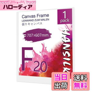 HANSILK キャンバス 張りキャンバス キャンバスボード F20 707mmx607mm 【1枚】油絵 画材 画布 油絵の具 ギャラリー用 油彩・アクリル兼用 化繊綿製 オイル漏れ防止 厚手 中目 子供 初心者 野外 学