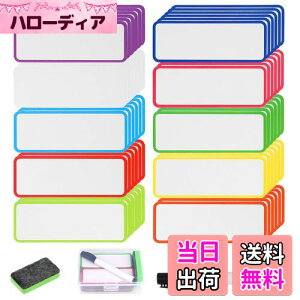 【送料無料】FINGOOO ホワイトボード マグネットシート 磁気ラベル 60枚入・10色 ネームプレート 名札ラベル 冷蔵庫ラベル 2.9×7.9CM 防水 繰り返し利用