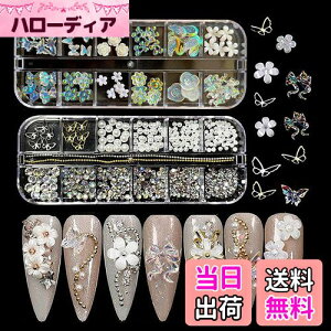 【送料無料】LIANHATA ネイルアートパーツ 多種類 3D 立体 ネイルパーツ デコパーツ ネイルデコレーション ラインストーン パールストーン リボン 蝶々 花 パール ネイル レジン かわいい DIY 手