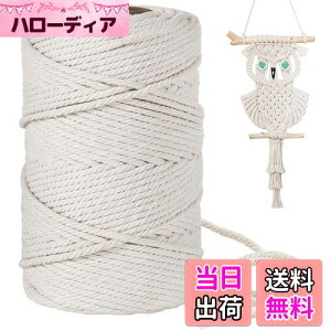 【送料無料】4mm 綿紐,100M 太いマクラメロープ 手芸 壁掛け おもちゃ 盆栽などに (ベージュ)