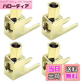 【送料無料】TIGRE BLANC Yラグ端子 L型 ソルダーレス バナナプラグ スペードプラグ 変換 金メッキ ケーブル 差込 スピーカー コネクタ 色：ゴールド