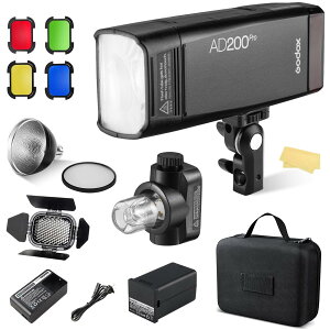 �y���������zGODOX AD200Pro �t���b�V���X�g���{ �|�P�b�g�T�C�Y TTL �X�s�[�h���C�g �|�[�^�u���t���b�V�� �������� �������� 200Ws���̓p�� BD-07�o�[���h�A�ƃn�j�J���O���b�h4�F�t�B���^�[�L�b