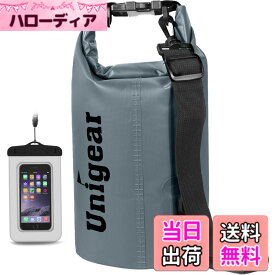 【送料無料】Unigear ドライバッグ 防水バッグ 防水ポーチ付き ドラム型 新型素材 防水 防塵 9色 6サイズ 2L 5L 10L 20L 30L 40L 色：灰色、サイズ：30L