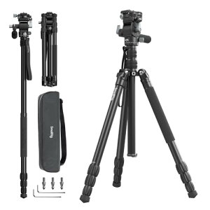 【送料無料】SmallRig ビデオ三脚キット CT195 FreeBlazer 73インチ ビデオ三脚 1/4”-20ネジ穴 垂直 水平撮影用 一脚変換 回転可能なQRプレート ビデオカメラ ミラーレス DSLR用 キャリーバッグ付き 最