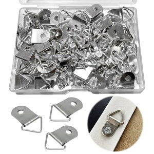 【送料無料】ADOFUN 額縁フック 木ネジ付き 三角吊カン【100個セット】ビラカン 豆カン フック 木ネジ付き 箱付き 22×10mm (シルバー)