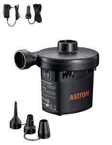 【送料無料】AstroAI 空気入れ プール AC電源/DC電源/充電式バッテリー給電 tiny pump 電動エアーポンプ エアーポンプ 電動 タイニー ポンプ ポンプ式 空気抜き 両対応 3種類のノズル付き PSE認証済