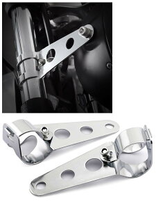 【送料無料】Largoods ヘッドライト 取付用 ブラケット ステー 33mm〜42mm対応 本田 スズキ ヤマハ オートバイ 汎用 フロントフォーク ステー マウントブラケット ブラック ステンレス鋼 調節可