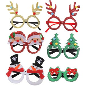 【送料無料】LEDMOMO クリスマス メガネ めがね 6個セット 可愛い プレゼント クリスマス飾り付け 眼鏡 おもしろい クリスマス仮装 コスチューム パーティー用品 装飾眼鏡 オーナメント ラン