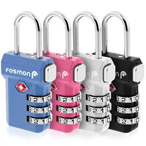 【送料無料】Fosmon TSA承認荷物ロック オープンアラートインジケーター 3桁コンビネーション南京錠コード 合金ボディとリリースボタン付き 旅行バッグ、スーツケース&荷物用