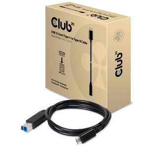 �y���������zClub 3D USB Gen2 Type C 10Gbps Cable �T�C�Y�F1m USB Type C to Type B