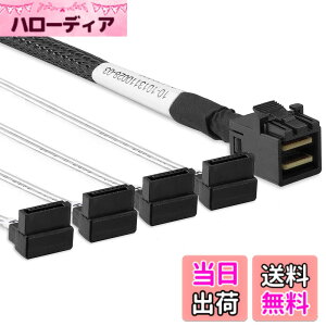 �y���������z���� Mini SAS �F�FSFF-8643 to 4x SATA (13#:�X�g���[�g���璼�p)�A�T�C�Y�F0.5m