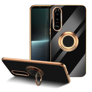 �y���������zLuFiYa �P�[�X �����O�t�� �J�o�[ TPU�f�� �X�^���h�@ �X�}�z�P�[�X �y�� �ϏՌ� ���� �C�菝�h�~ �����h�~ �ԍڃz���_�[ 360°��] �P�[�X �F�F�u���b�N�A�T�C�Y�FSony Xperia 1 V 5G