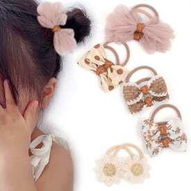 【送料無料】BIANHUAN キッズ 赤ちゃん ベビー ヘアゴム 女の子 赤ちゃん 髪飾り ヘアアクセサリー ゴム リボン 幼児 ヘアアクセサリー ヘアリボン 女の子ヘアゴム 髪留め ヘアアクセ キッズアクセサリー 10本セット かわいい 小さめ オシャレ カラフル 色：ベーシュ A