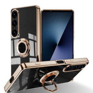 �y���������zLuFiYa �P�[�X �����O�t�� �J�o�[ TPU�f�� �X�^���h�@ �X�}�z�P�[�X �y�� �ϏՌ� ���� �C�菝�h�~ �����h�~ �ԍڃz���_�[ 360°��] �P�[�X �F�F�u���b�N�A�T�C�Y�FSony Xperia 1 VII 5G