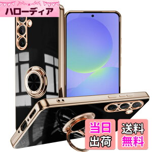 �y���������zLuFiYa �P�[�X �����O�t�� �J�o�[ TPU�f�� �X�^���h�@ �X�}�z�P�[�X �y�� �ϏՌ� ���� �C�菝�h�~ �����h�~ �ԍڃz���_�[ 360°��] �P�[�X �F�F�u���b�N�A�T�C�Y�FSamsung Galaxy A36 5G